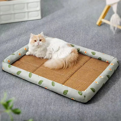 Breathable Natural Rattan Pet Summer Cooling Mat Bed 1