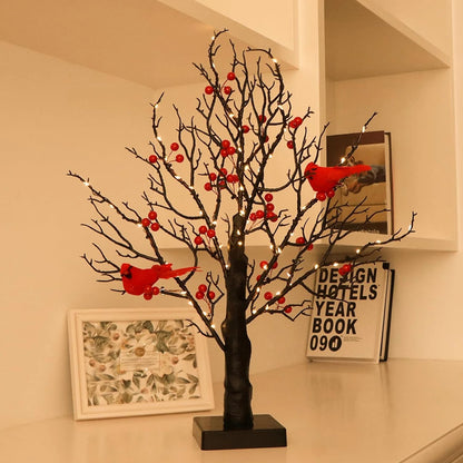 Vintage Glowing Tree with Cardinals 1