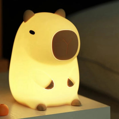 Cute Capybara LED Night Light – Rechargeable Squishy Animal Lamp with 2-Level Dimming & Timer, Touch Bedside Light for Kids & Nursery Decor 1