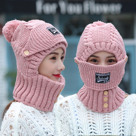 2 in 1 Mask Scarf Knitted Hat 1