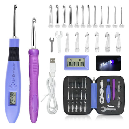 Crochet Hook Set with LED Light and Stitch&Row Counter 1