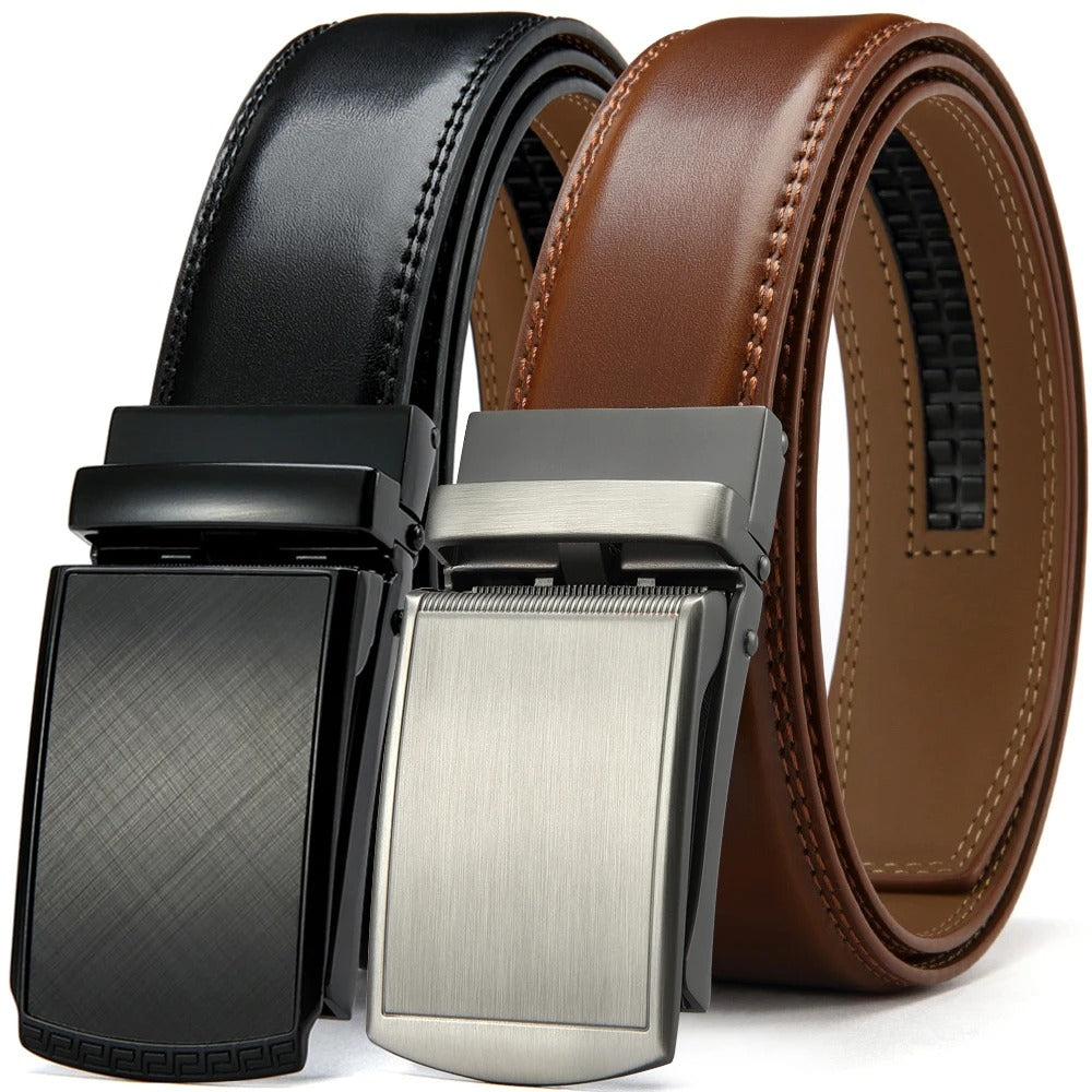 Leather Ratchet Belt With Adjustable Buckle CrackSlick 1