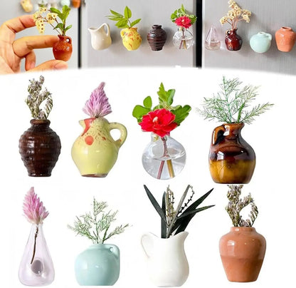 Cute Plant Ceramic Vase Fridge Magnets 1