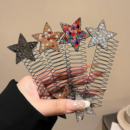 Star Rhinestone Broken Hair Comb-4PCS 1