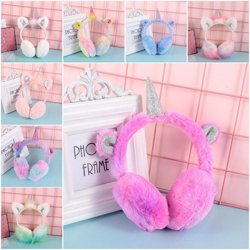 Unicorn Gradient Plush Warm Earmuffs For Kids 1