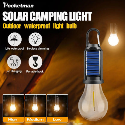 Solar Rechargeable Hooked Camping Light 1
