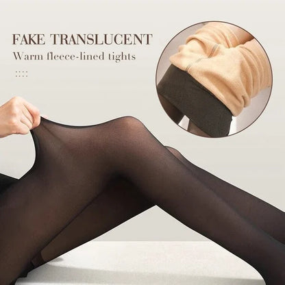 Flawless Legs Fake Translucent Warm Plush Lined Elastic Leggings 1