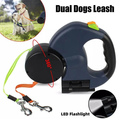 Dual Reflective Retractable 360°  Zero Tangle Dog Leash 1