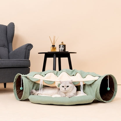 Funny Cat Bed Pet Tent 2 Holes Tunnel 1