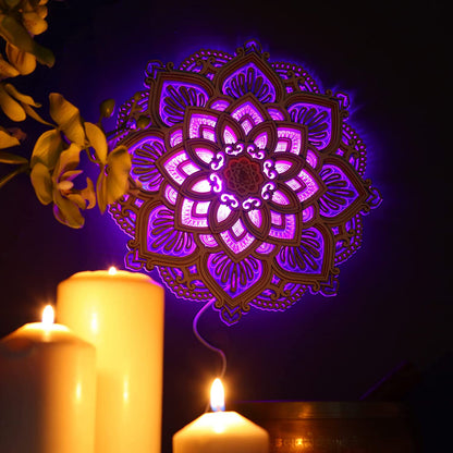 Handmade Wooden Mandala Wall Lamp 1