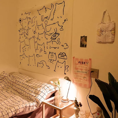 Cute Cat Cartoon Tapestry 1