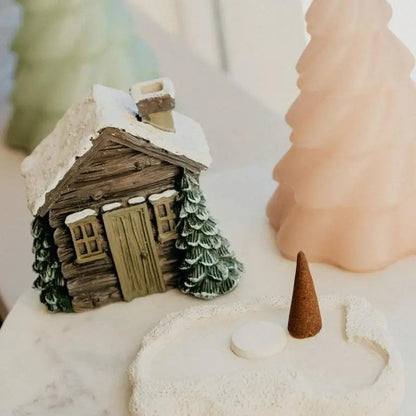 Log Cabin Incense Burner with Smoking Chimney 1