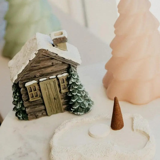 Log Cabin Incense Burner with Smoking Chimney 1