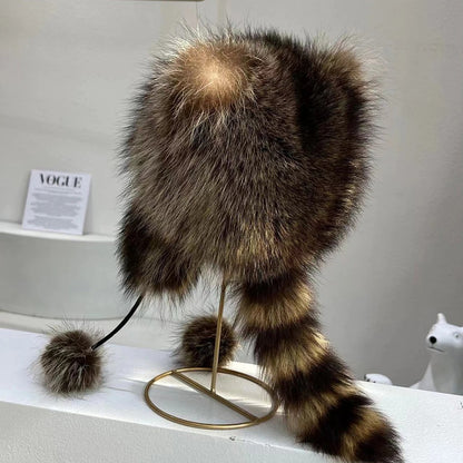 Raccoon Tail Faux Fur Parent-Child Plush Hat 1