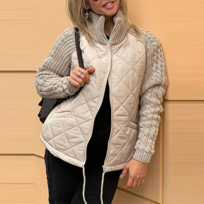 New Women's Knit Patchwork Puffy Jacket 1