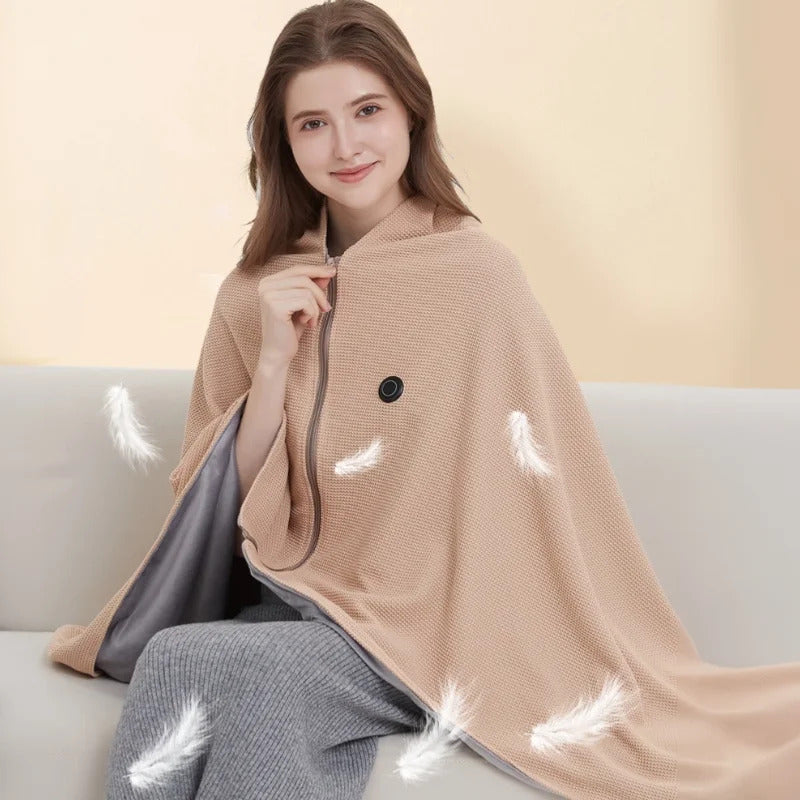 Portable Electric Heated Soft Zipper Shawl Blanket 1