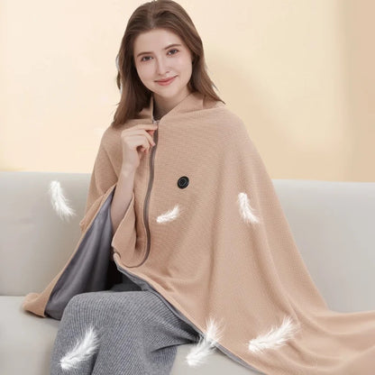 Portable Electric Heated Soft Zipper Shawl Blanket 1
