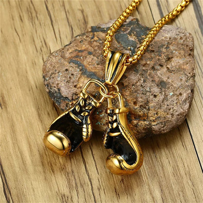 Fitness Boxing Gloves Metal Necklace 1