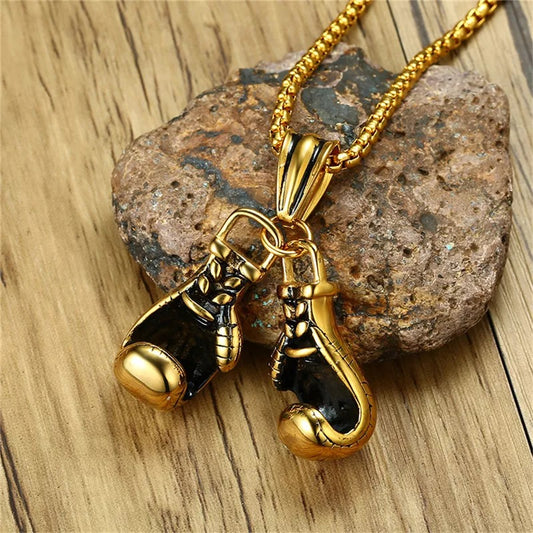 Fitness Boxing Gloves Metal Necklace 1