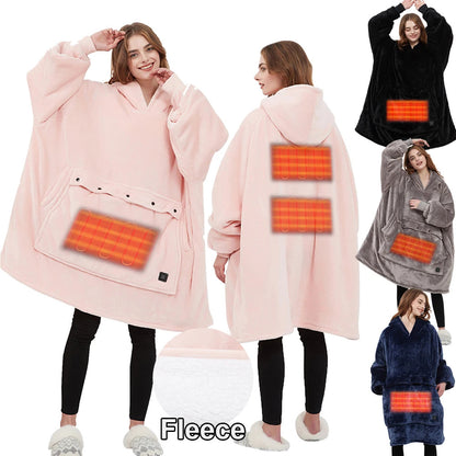 Oversized Wearable Blanket Hoodie – Sherpa Fleece Sweatshirt with Sleeves & Pocket, Warm Plush Hooded Blanket 1