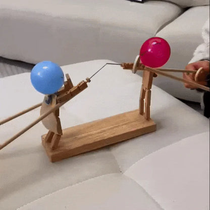 HANDMADE WOODEN FENCING PUPPETS 1