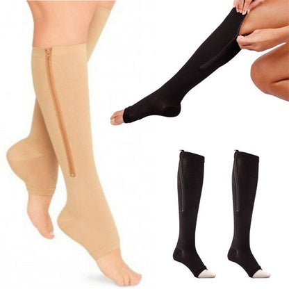 Zipped Open Toe Compression Socks 1