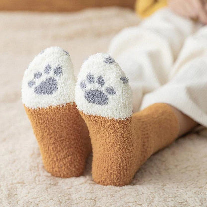 Cute Cat Paw Fluffy Winter Socks 1