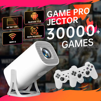 4K Smart Projector with 2 Gamepads – Android 11, WiFi 6, Bluetooth, Portable Home Theater & Gaming (30,000+ Games) 1
