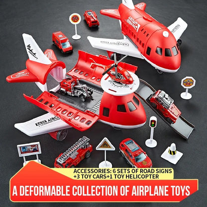 Transformable Airplane Transport Playset for Kids 1