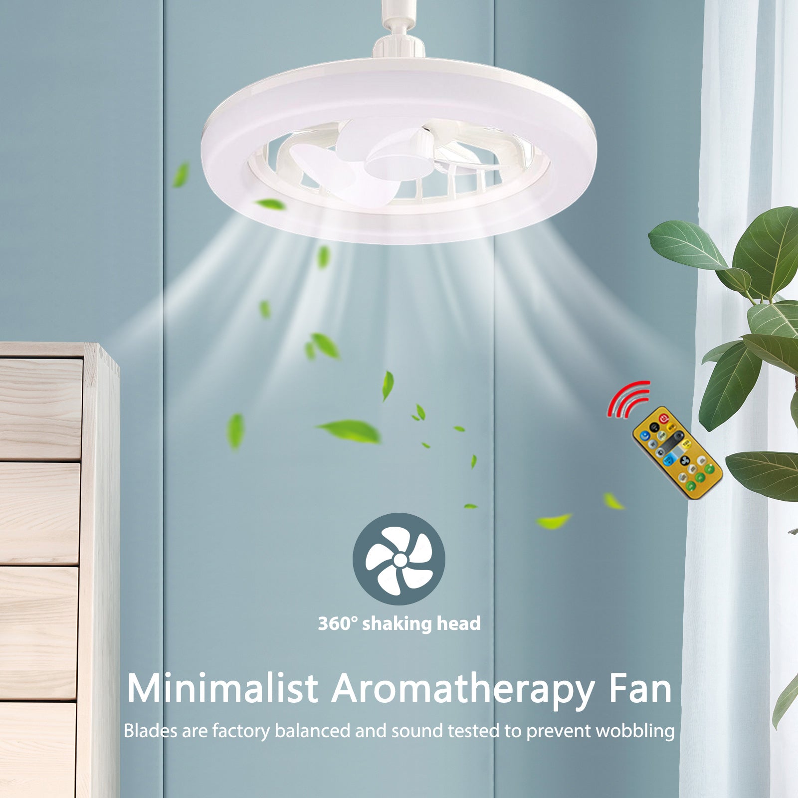 360 Rotating Smart Ceiling Fan MultiColor LED Light 1