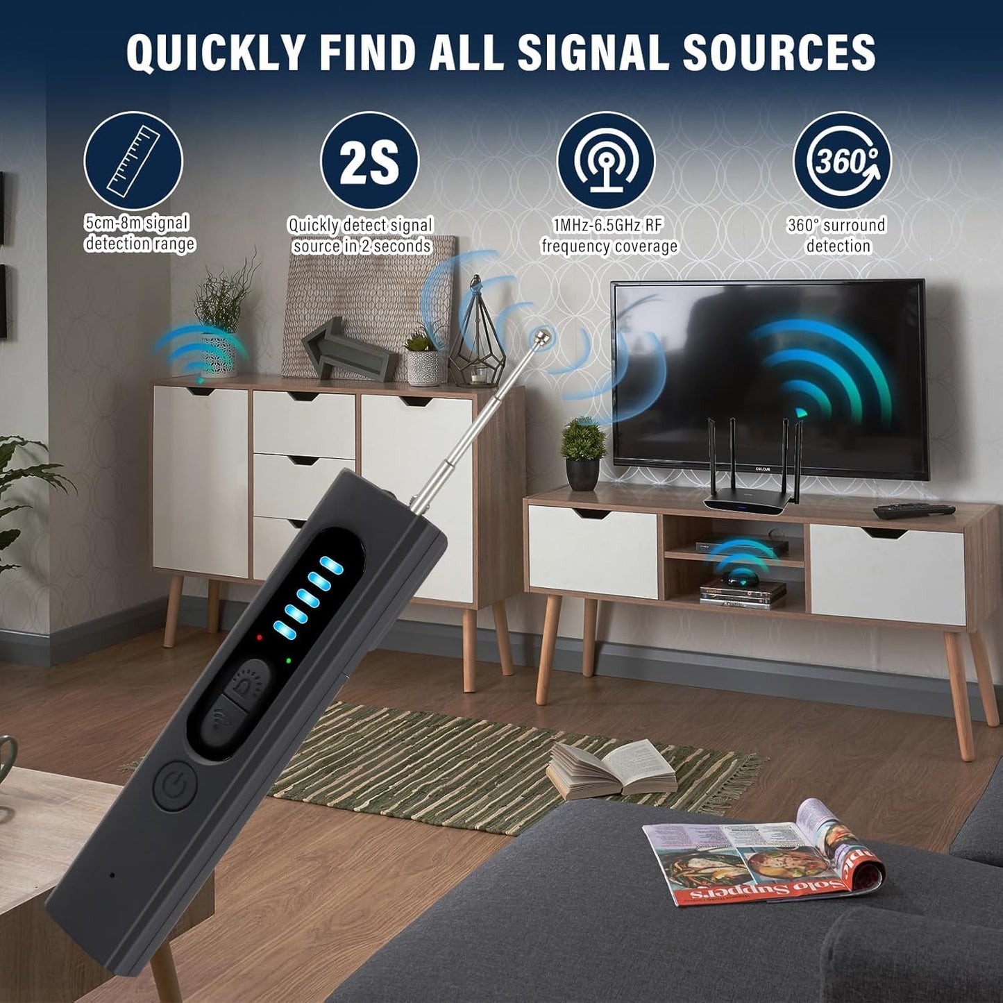 High Sensitivity Anti Spy RF Signal Scanner Hidden Camera Detector 1