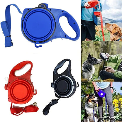 All-in-One Dog Leash with Water Bottle & Bowl – Multi-Function Portable Travel Leash for Pets 1