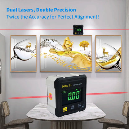 Digital Angle Finder with Laser – 4-Side Magnetic Inclinometer Gauge with Backlight 1