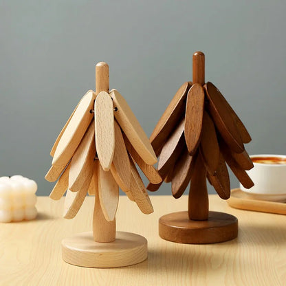 Wooden Foldable Flower Trivet 1