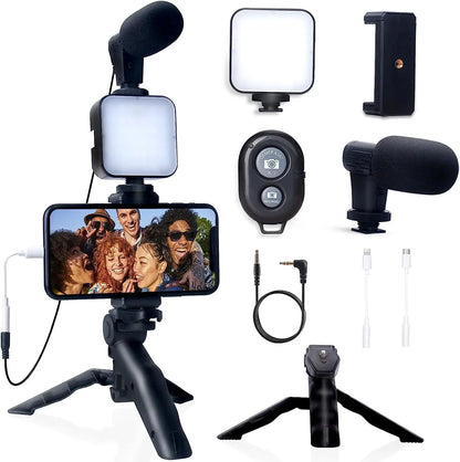 5 in 1 Vlogging Kit with Fill Light Microphone Tripod 1