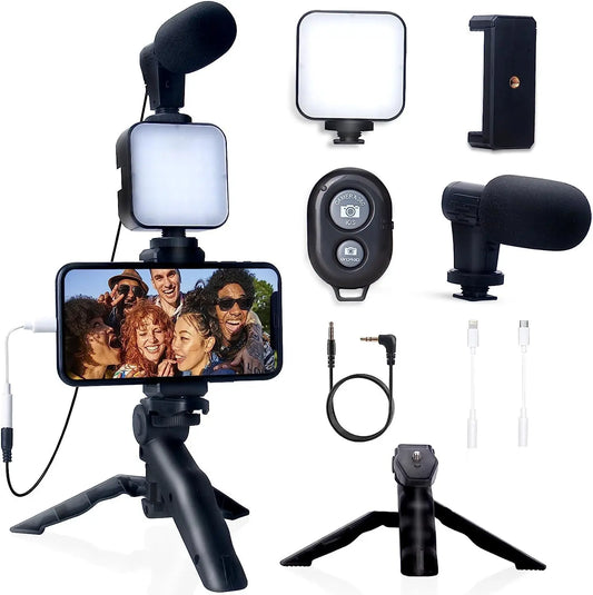5 in 1 Vlogging Kit with Fill Light Microphone Tripod 1