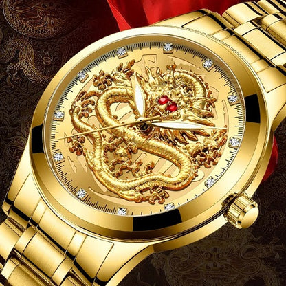 Embossed Golden Dragon Watch 1