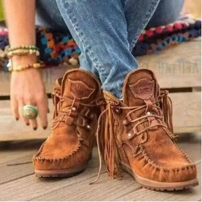 Vintage Fringe Suede Ankle Boots 1