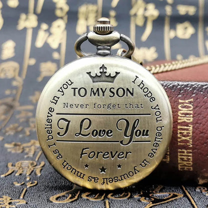To My Son Quartz Pocket Chain Watch 1