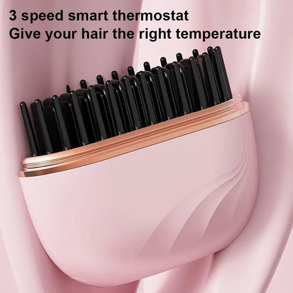 Mini Wireless Hair Straightener Brush – Portable Dual-Use Styling Tool for Travel 1