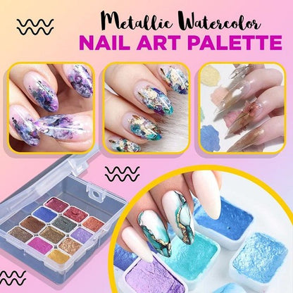 Metallic Watercolor Nail Art Palette 1