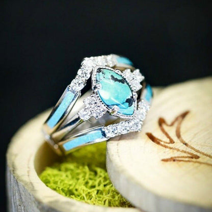 3PCS Natural Turquoise stone Ring Set 1