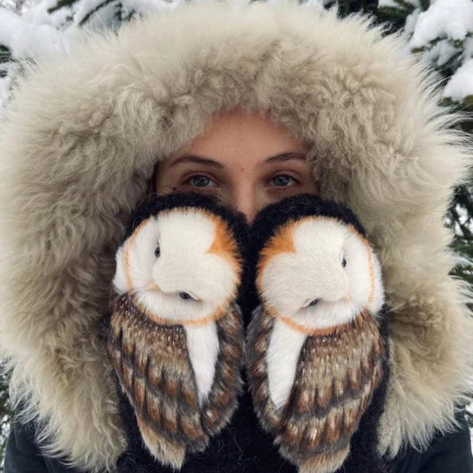 Hand Knitted Nordic Mittens With Owls 1