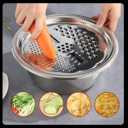 3 In 1 Stainless Steel Vegetable Cutter Slicer Basin 1