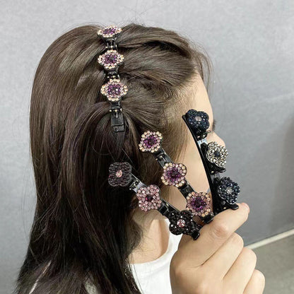 Sparkling Crystal Stone Braided Hair Clips-4pcs 1
