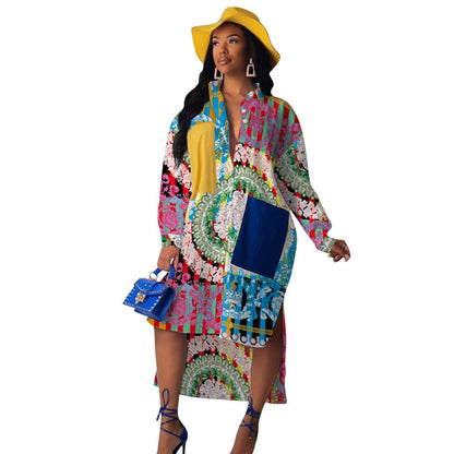 Fashion Chic Patchwork Shirt Dress 1