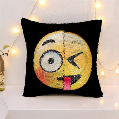 Awesome Changing Face Emoji Sequin Pillow 1