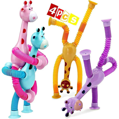Fidget Telescopic Suction Cup Pop Tubes Giraffe Toys (4 Pack) 1