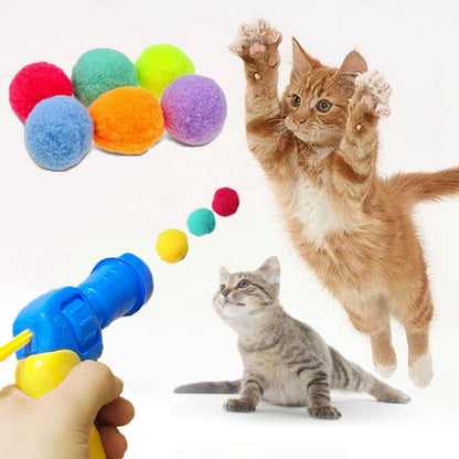 Cat Plush Silent Ball Gun Interactive Toy 1
