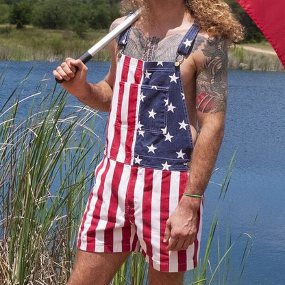 American Flag Unisex Overalls Shorts 1